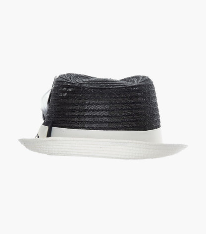 ZAYLEN FEDORA Paper Braided Pinch Front Hat