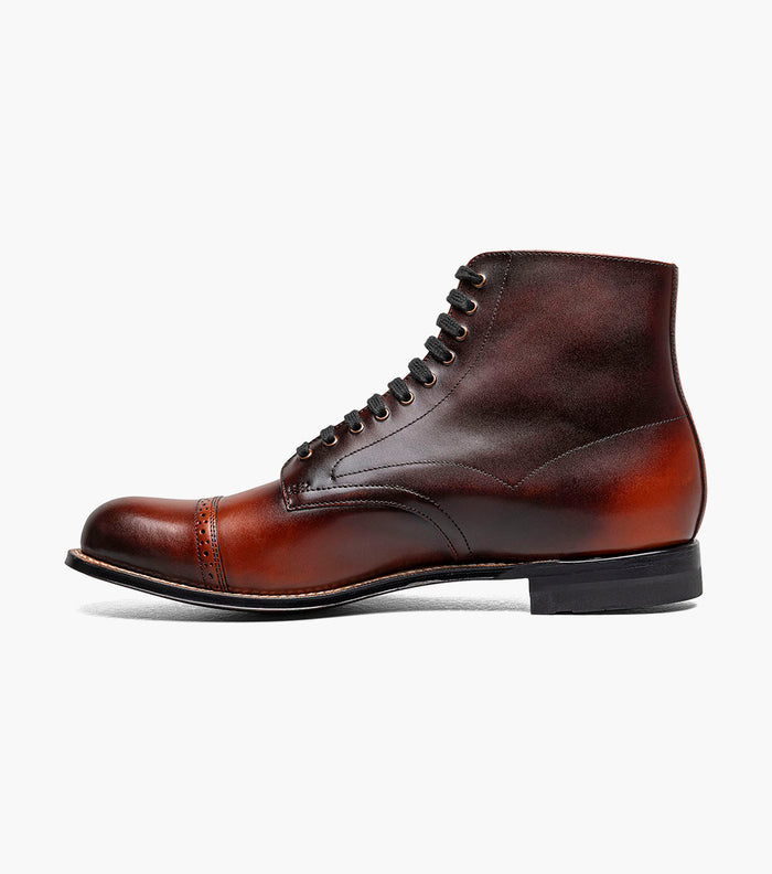 Stacy Adams MADISON Cap Toe Lace Up Boot Cognac by Stacy Adams Shoes