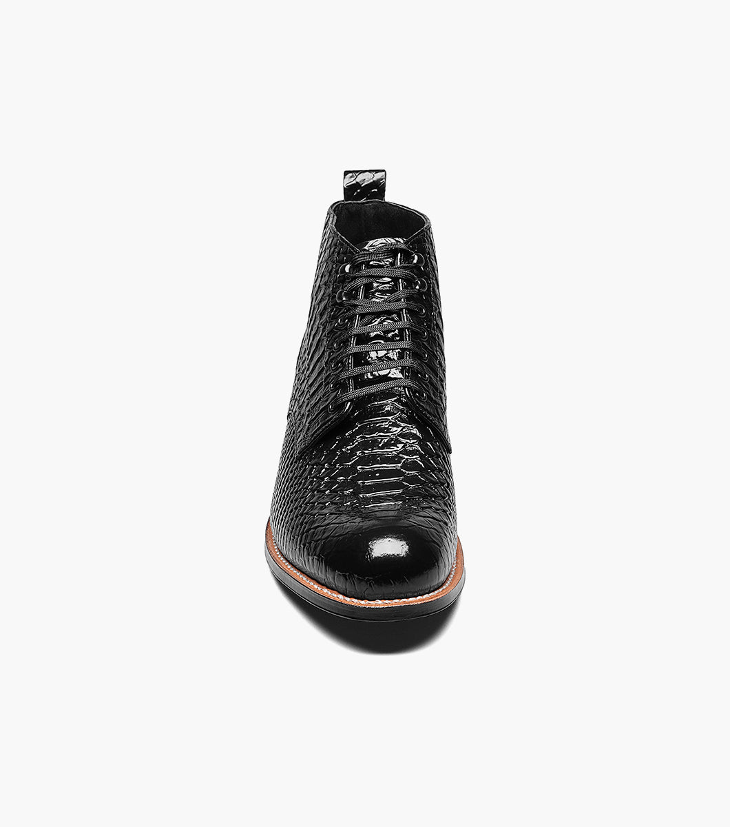 Stacy Adams MADISON Anaconda Plain Toe Boot Black by Stacy Adams Shoes