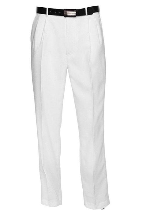 Mens Classic Fit Single Pleat Dress Slacks in White