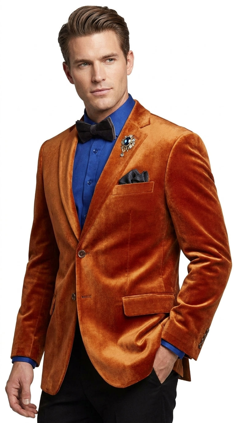 burnt orange dress jacket 36 Men's Velvet Blazer – Kingsman Golden Bee Inspired Luxury Dinner Care Instructions pink satin polka dot mini dress Size:DefaultSize Ashley Lauren 4814