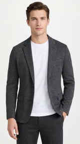 Men’s Charcoal Grey Sport Coat – Classic Two Button Notch Lapel Textured Blazer