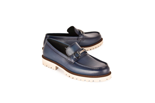 C0001202-7887 loafer with silver buckle-Blue