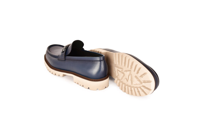 C0001202-7887 loafer with silver buckle-Blue - Image 3