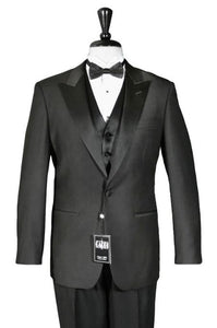 Mens' Classic One Button Wide Satin Peak Lapel Tuxedo Peak Lapel Tuxedo Suit - Wide Lapel Tuxedo