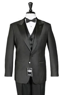 Mens' Classic One Button Wide Satin Peak Lapel Tuxedo Peak Lapel Tuxedo Suit - Wide Lapel Tuxedo