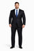 Dark Navy Solid 100% Wool Flat Front Fitted Suit