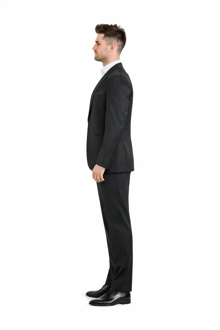 1 Button Men's Black Classic Fit  Suit - Image 2
