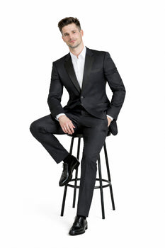 1 Button Men's Black Classic Fit  Suit - Image 4