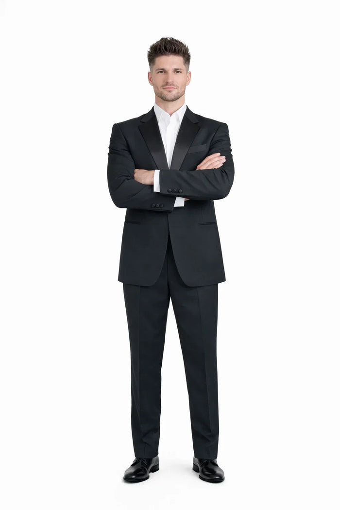 1 Button Men's Black Classic Fit  Suit - Image 5