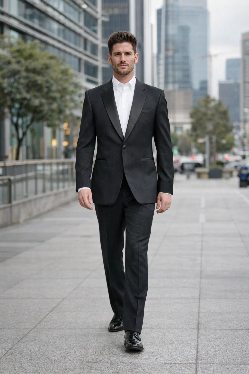 1 Button Men's Black Classic Fit  Suit - Image 6