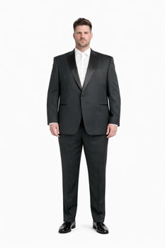 1 Button Men's Black Classic Fit  Suit - Image 8