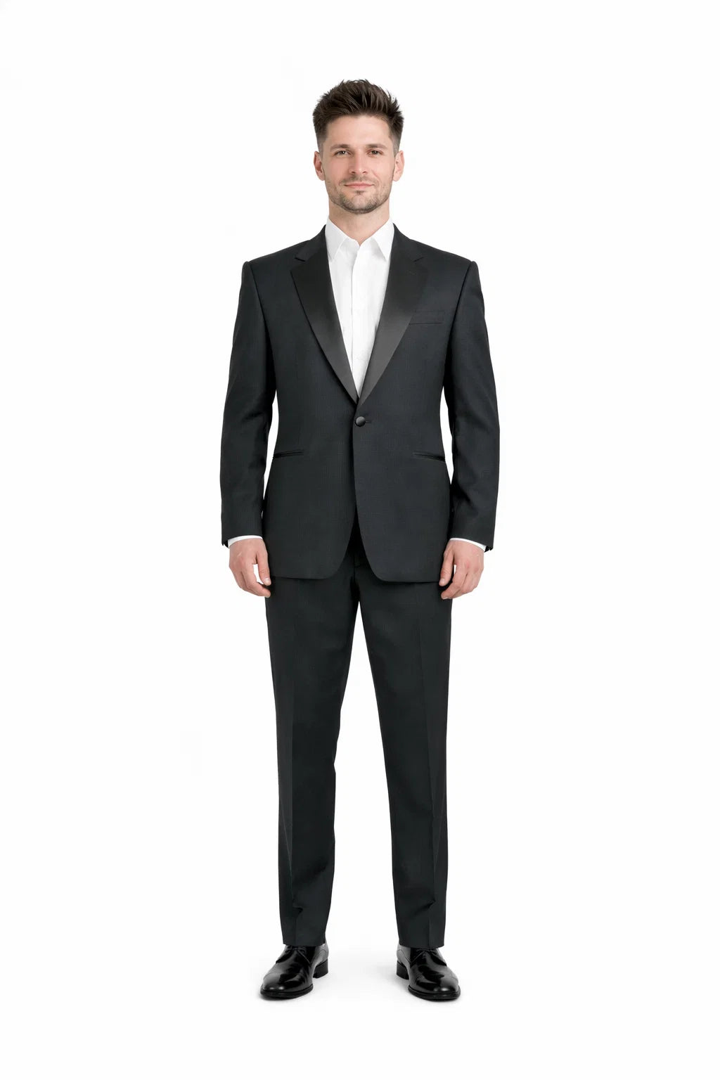 1 Button Men's Black Classic Fit  Suit