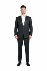 1 Button Men's Black Classic Fit  Suit