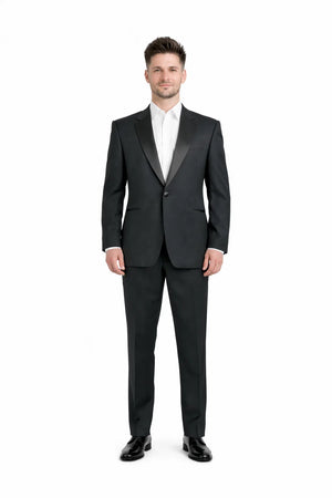 1 Button Men's Black Classic Fit  Suit