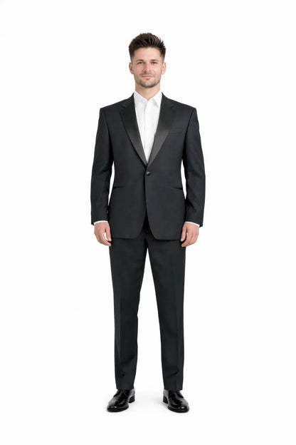 1 Button Men's Black Classic Fit  Suit