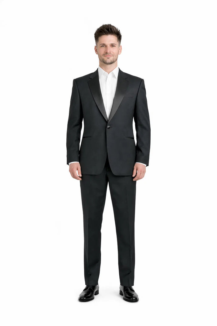 1 Button Men's Black Classic Fit  Suit