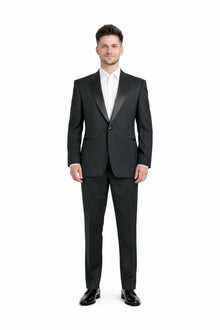 1 Button Men's Black Classic Fit  Suit