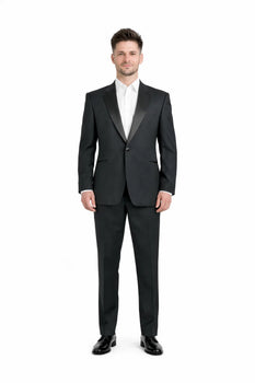 1 Button Men's Black Classic Fit  Suit