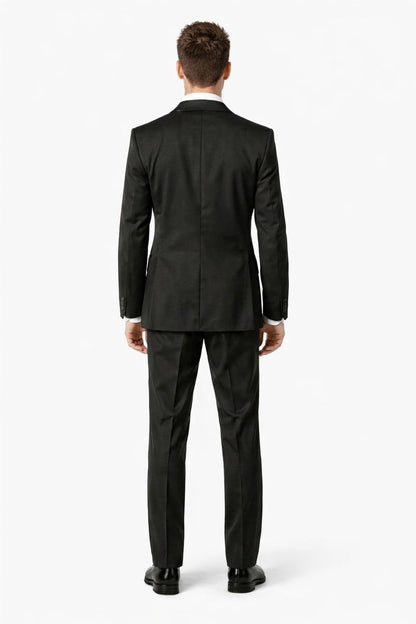 1 Button Peak Jean Tuxedo - Black Peak Lapel Tuxedo Suit - Wide Lapel Tuxedo - Image 3