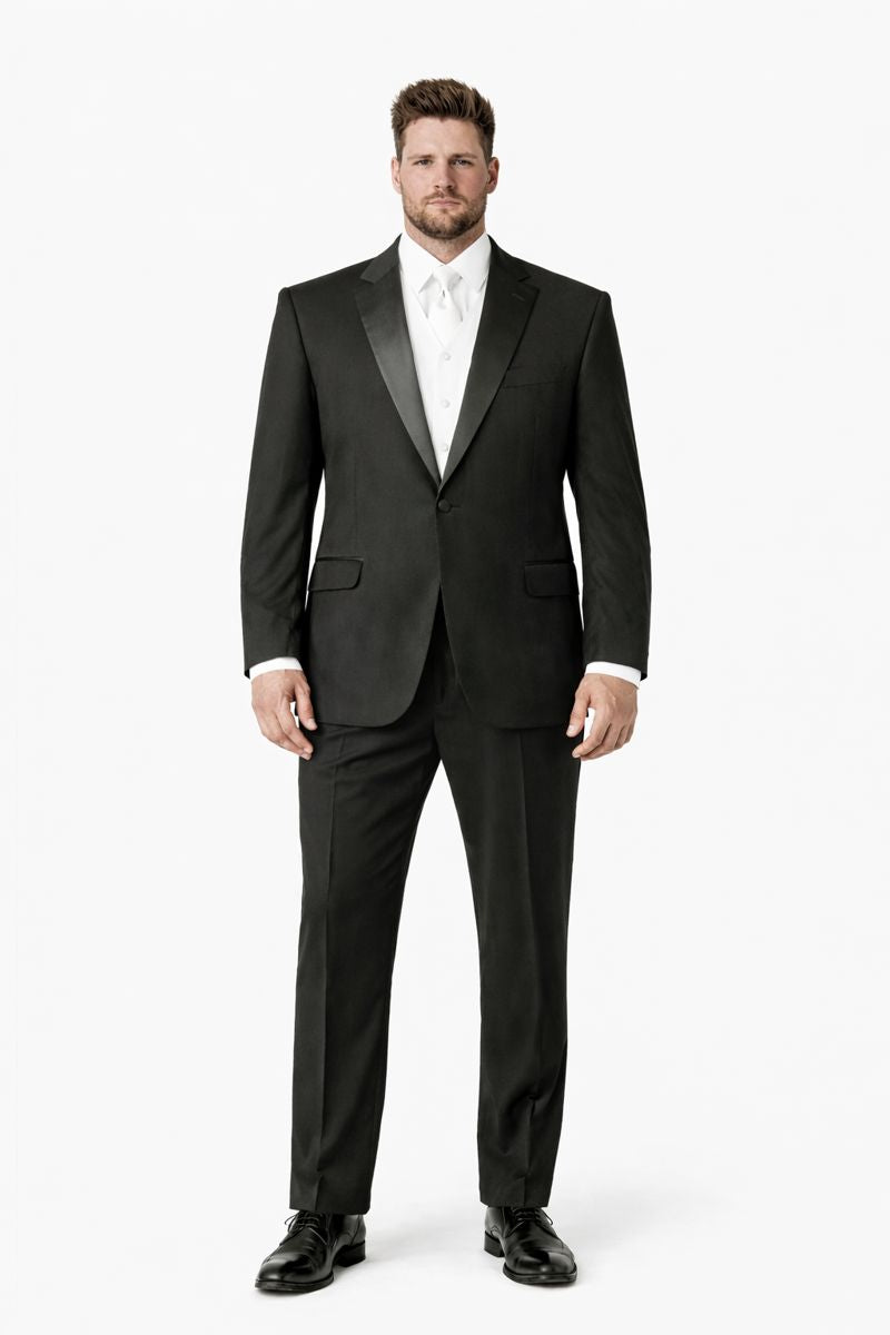 1 Button Peak Jean Tuxedo - Black Peak Lapel Tuxedo Suit - Wide Lapel Tuxedo - Image 8