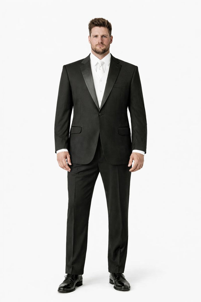 1 Button Peak Jean Tuxedo - Black Peak Lapel Tuxedo Suit - Wide Lapel Tuxedo - Image 8