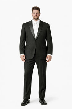 1 Button Peak Jean Tuxedo - Black Peak Lapel Tuxedo Suit - Wide Lapel Tuxedo - Image 8