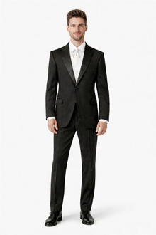 1 Button Peak Jean Tuxedo - Black Peak Lapel Tuxedo Suit - Wide Lapel Tuxedo
