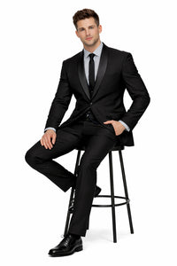 1 Button Slim Fitted Shawl Tuxedo Black - Image 4