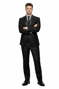 1 Button Slim Fitted Shawl Tuxedo Black - Image 5