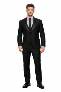1 Button Slim Fitted Shawl Tuxedo Black