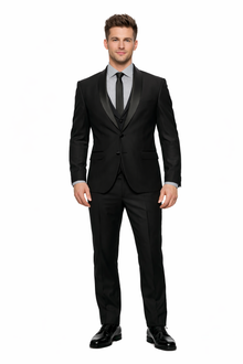 1 Button Slim Fitted Shawl Tuxedo Black