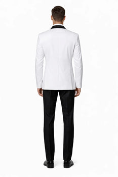 1 Button Slim Fitted Shawl Tuxedo White - Image 3