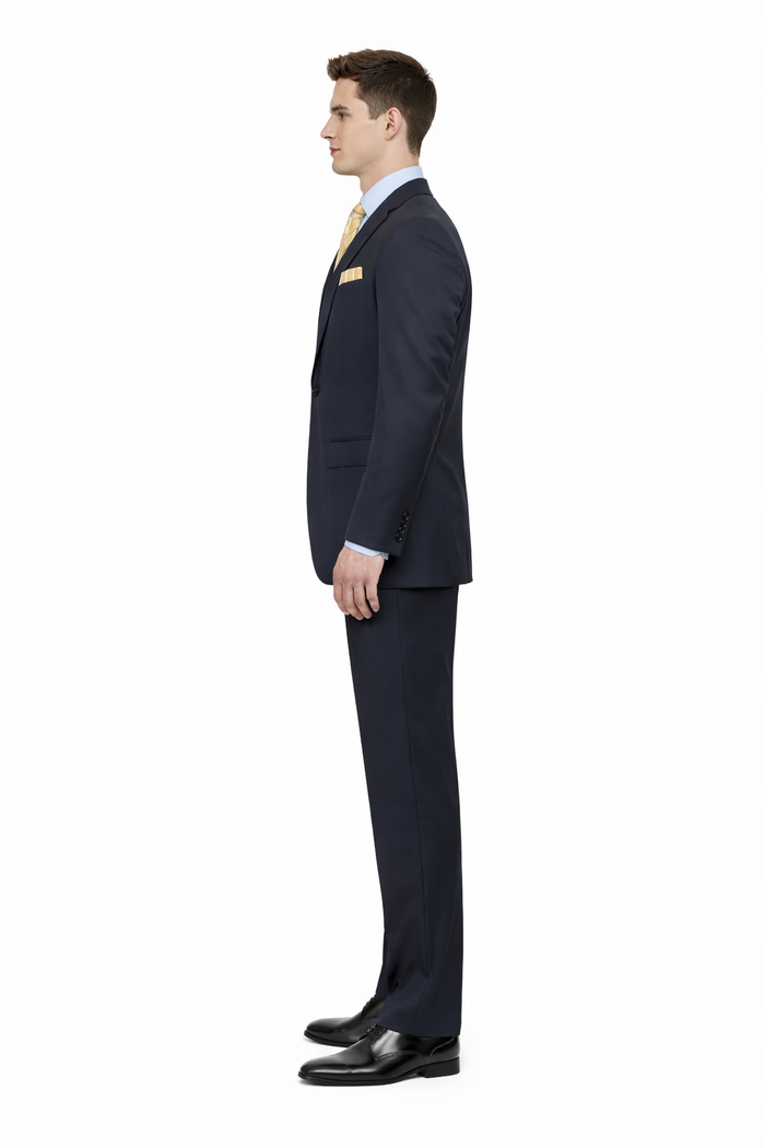 1 Button Tapered Cut Vented Wool Blend Flat Front Suit Online Discount Fashion Sale - Image 2