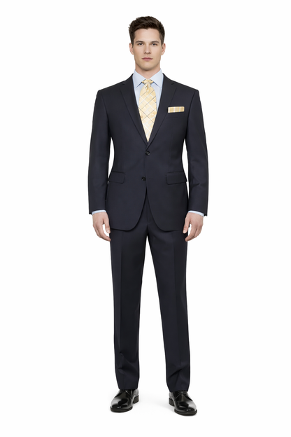 1 Button Tapered Cut Vented Wool Blend Flat Front Suit Online Discount Fashion Sale