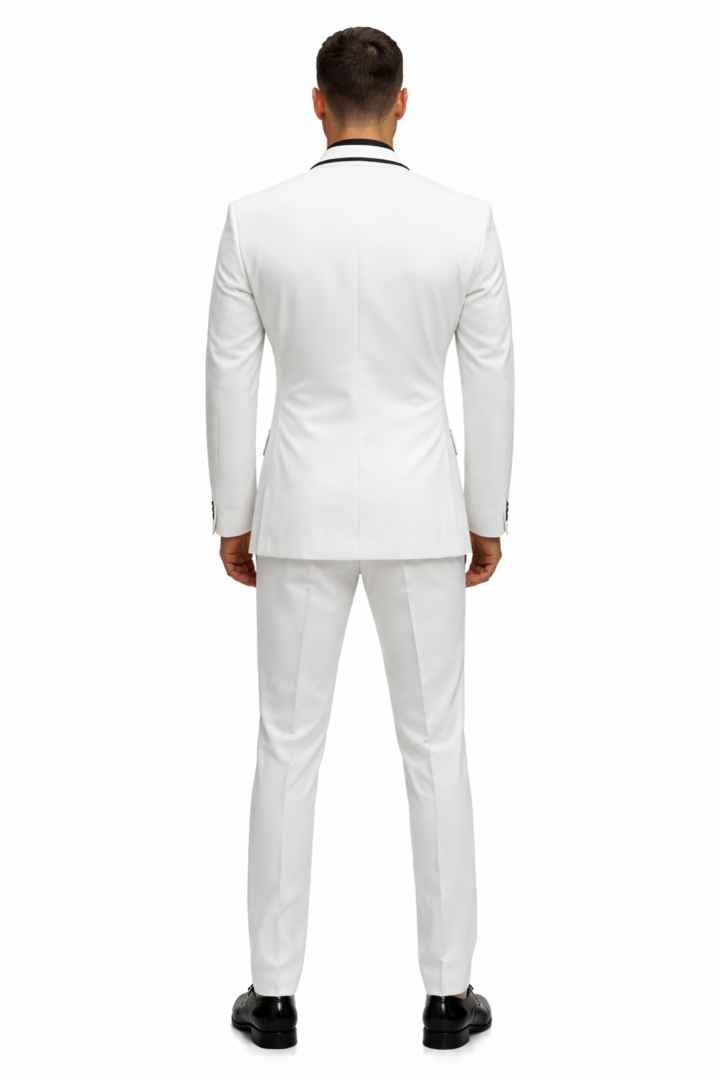 1 Button White Shawl Lapel Black Shirt Tuxedo - Image 2