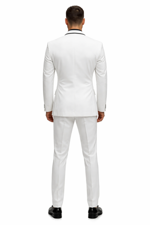 1 Button White Shawl Lapel Black Shirt Tuxedo - Image 2
