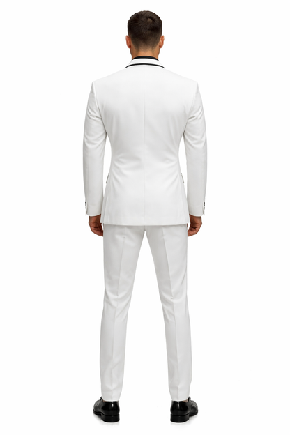 1 Button White Shawl Lapel Black Shirt Tuxedo - Image 2