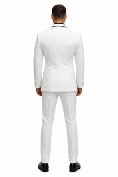 1 Button White Shawl Lapel Black Shirt Tuxedo - Image 2