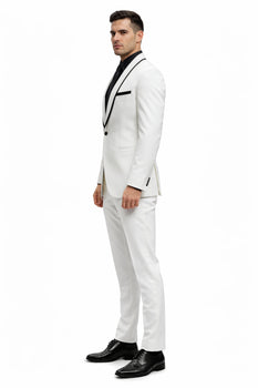 1 Button White Shawl Lapel Black Shirt Tuxedo - Image 3