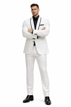 1 Button White Shawl Lapel Black Shirt Tuxedo - Image 5