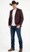 Men’s Burgundy Western  Blazer Jacket, Textured Cowboy Style Sport Coat for  - Tweed Herringbone Maroon Color