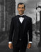 Mens Vested One Button Notch Lapel Wool Tuxedo in Black