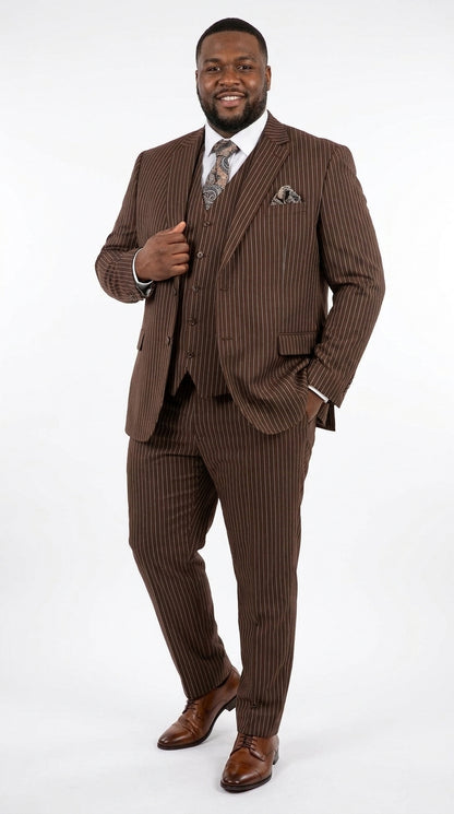 Men’s Brown Pinstripe Edwardian 3 Piece Suit – Vintage Victorian Wedding Suit with Vest