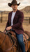 Men’s Burgundy Western  Blazer Jacket, Textured Cowboy Style Sport Coat for  - Tweed Herringbone Maroon Color