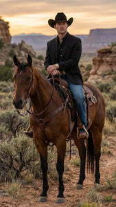 Men’s Black Western Blazer Jacket, Classic Cowboy Style Sport Coat for Casual Formal Wear with Jeans