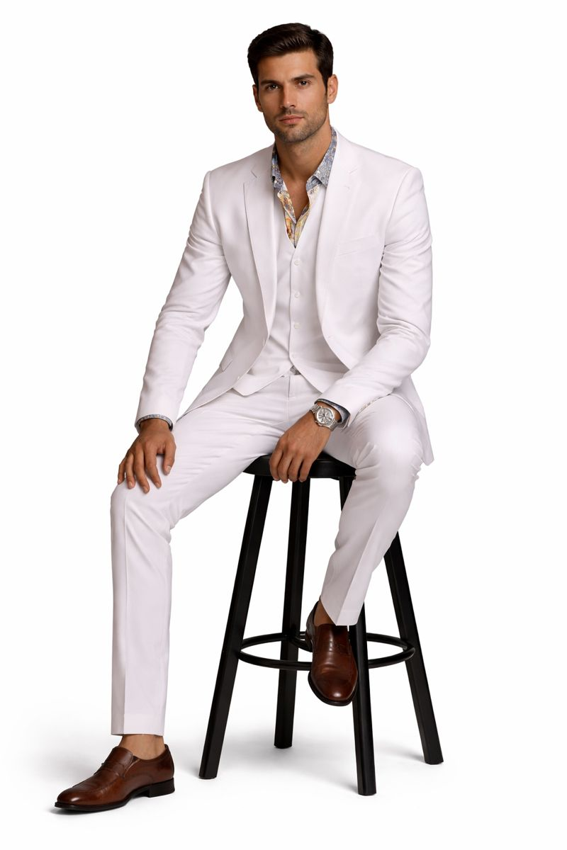 100% Irish Linen Suits - Mens Vested Three Pieces Summer Suit - Mens Linen Suit - Image 4