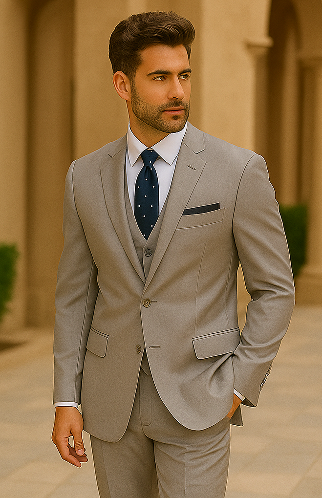 100%  Fabric - Slim or Modern Fit Suits - Classic Fit Alberto Nardoni Brand - 100% Percent Wool Fabric Suit - Worsted Wool Business Suit - Image 3
