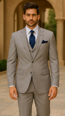 100%  Fabric - Slim or Modern Fit Suits - Classic Fit Alberto Nardoni Brand - 100% Percent Wool Fabric Suit - Worsted Wool Business Suit