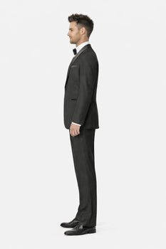 100%Poly Slim Fitted Traditional Fitc Cut 1 Button Black Best Designer One Button Black Tuxedo Suit For Men Slim Fit Black Tuxedo - Skinny Fit Tuxedo - Image 2